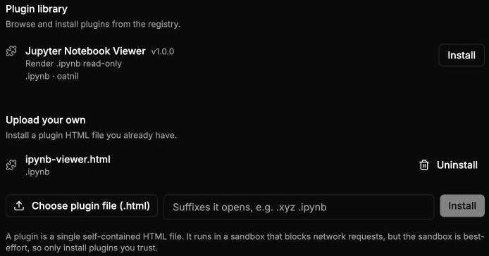 Settings → Resource plugins → Plugin library, listing installable plugins